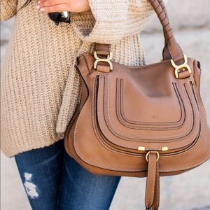 Chloe Marcie Satchel Medium in nut color.